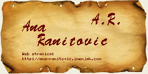 Ana Ranitović vizit kartica
